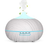 WD&CD Humidificador Aromaterapia Ultrasónico [300ML]， 7-Color LED, 3 Ajuste de Tiempo， Mudo Difusor de Aceites Esenciales de luz para Bebes, Hogar, Oficina,Dormitorio -Blanco