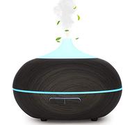 WD&CD Humidificador Aromaterapia Ultrasónico [300ML]， 7-Color LED, 3 Ajuste de Tiempo，Súper Mudo Difusor de Aceites Esenciales de luz para Bebes, Hogar, Oficina,Dormitorio-Marron Oscuro