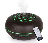 WD&CD Humidificador Aromaterapia Ultrasónico [550ML]， 7-Color LED, 3 Ajuste de Tiempo，Súper Mudo Difusor de Aceites Esenciales de luz para Bebes, Hogar, Oficina,Dormitorio- Marron