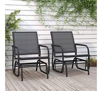 WDSAYREH Juego de 2 mecedoras de jardín, color negro, 61 x 76 x 87 cm, acero textileno, silla de jardín con función deslizante, cómodo respaldo y reposabrazos para jardín, terraza, porche