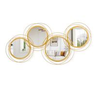 WDSHIYI Juego de Espejos Circulares Dorados, 4 Piezas de Espejo Redondo con Marco de Metal para Pared, Espejos Modernos de Vidrio Decorativos de 50x100 CM para Salón, Dormitorio, Baño, Entrada