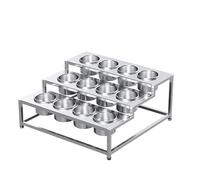 WDSOPK Estación de cobertura universal para mesa de parrilla, recipientes de acero inoxidable para condimentos, accesorios de horno de pizza, bandeja de servir para cocinas (plata a)