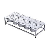 WDSOPK Estación de cobertura universal para mesa de parrilla, recipientes de acero inoxidable para condimentos, accesorios de horno de pizza, bandeja de servir para cocinas (plata b)