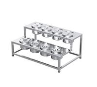 WDSOPK Estación de cobertura universal para mesa de parrilla, recipientes de acero inoxidable para condimentos, accesorios de horno de pizza, bandeja de servir para cocinas (plata b)