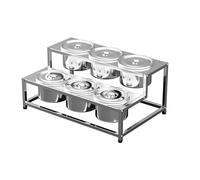 WDSOPK Estación de cobertura universal para mesa de parrilla, recipientes de acero inoxidable para condimentos, accesorios de horno de pizza, bandeja de servir para cocinas (plata b)