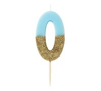 We Heart Birthdays Glitter Number Candle 0, Blue