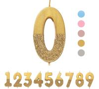We Heart Birthdays Glitter Number Candle 0, Gold