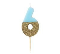 We Heart Birthdays Glitter Number Candle 6, Blue