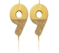 We Heart Birthdays Glitter Number Candle 9, Gold (Paquete de 2)