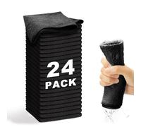WEAWE 24 Paños de Bayeta Microfibra (30,5 x 30,5 cm), Suaves, Absorbentes, Reutilizables Multiusos Limpieza Cocina, Coche, Cristales, Balletas Microfibra (Negro)