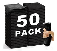 WEAWE 50 Paños de Bayeta Microfibra (30,5 x 30,5 cm), Suaves, Absorbentes, Reutilizables Multiusos Limpieza Cocina, Coche, Cristales, Balletas Microfibra (Negro)