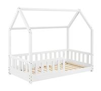 WEB2O Cama Cabaña Infantil de Madera Natural 90x190 cm (Cama Blanca)