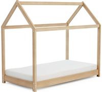 WEBABY - Cuna bebé casita madera Cabana - Marrón - 70 x 140 - 145 x 77 x 124 cm
