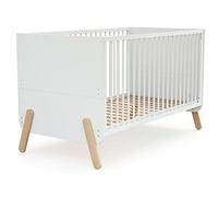 WEBABY - Cuna bebe evolutiva 70x140 PIRATE madera - Blanco/Haya barnizada