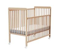 Webaby - Cuna bebé Madera con Barrera Deslizante para bebés 60x120 LIVO Haya barnificada | Base de Caja Ajustable en 3 Alturas | 4 Ruedas multidireccionales con Freno