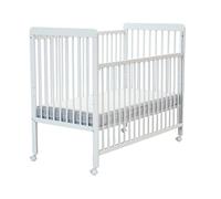 Webaby - Cuna bebé Madera con Barrera Deslizante para bebés 60x120 LIVO White | Base de Caja Ajustable en 3 Alturas | 4 Ruedas multidireccionales con Freno