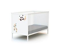 WEBABY - Cuna bebe Panda madera ALBA - Blanco - 60 x 120-124 x 64,5 x 82 cm
