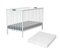 WEBABY - Cuna bebé plegable con colchón madera - Blanco - 60 x 120-124 x 64.50 x 82 cm FLEX