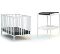 WEBABY - Cuna bebé y meuble cambiador madera MILO - Blanco - 60 x 120