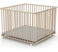 WEBABY - Parque bebe infantil madera plegable con ruedas CALI de 100 x 100 Haya bruto