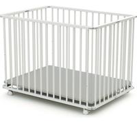 WEBABY - Parque bebe infantil madera plegable con ruedas CALI de 70 x 100 Blanco