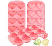 Webake Juego de 3 Bandeja De Hielo de corazón De SiliconaMoldes para Cubitos de Hielo Cubitera de Hielo para Congelarse Alimentos para Bebés, Cola,Cócteles Cola Whisky - Rosa