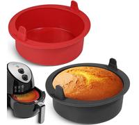 Webake Mini molde redondo de silicona para freidora de aire caliente, 2 unidades, 18 cm, molde pequeño para tartas, molde de silicona para airfryer