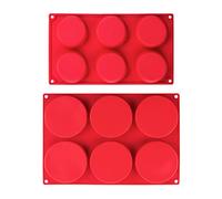 webake Moldes de silicona para bandeja de disco redondo de 7,6 cm y 10,1 cm para tartas, magdalenas, bollo, natillas y posavasos de resina, 6 cavidades, juego de 2 unidades
