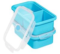 webake Moldes de silicona para sopa con tapa, 500 ml, paquete de 2 bandejas de sopa para congelar, contenedores de almacenamiento de alimentos para congelar, bandeja de cubitos de hielo extragrande