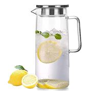 Webao Jarra de Cristal, 1000ml Jarras Para Agua con Tapa, Borosilicato Botella de Vidrio para Té, Café, Jugo, Vino
