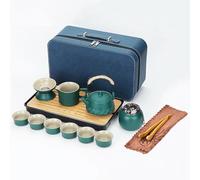 Webao Tetera con colador, juego de té de porcelana, tetera de viaje chino y 6 tazas, mango de cuerda de cáñamo, juego de té para té suelto, regalo para los amantes del té, verde