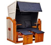 Webavita Strandschönheiten Doris: Cesta de playa para 2 personas, frente de madera maciza, diferentes diseños interiores y exteriores, ideal para balcones, terrazas, invernaderos, jardines y zonas de