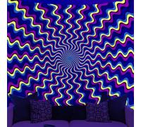 WEBEEDY Tapiz Trippy Luz Negra Líneas Psicodélicas Tapiz UV Tapiz Boho Estética Luz Negra Póster Fondo Abstracto Arte de Pared para Fiesta en la Habitación 150 x 130 cm