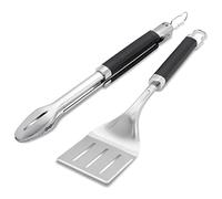 Weber 6771 - Juego de Pinzas y espátulas de precisión, Color Negro y Plateado