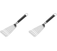 Weber Espátula Flexible para Plancha, 41cm, de Acero Inoxidable, diseño ranurado, Bordes Inclinados, Mango ergonómico Antideslizante, Apto para lavavajillas - Plata (6780) (Paquete de 2)