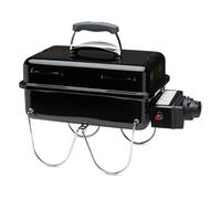 Weber Go-Anywhere Barbacoa de gas, superficie de la parrilla 42 x 26 cm, barbacoa portátil ligera, barbacoa de mesa para camping con tapa y cuba esmaltadas, patas plegables - Negro (1141056)