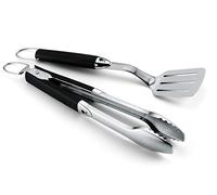 Weber Juego de Utensilios Premium, compacto, 2 piezas de acero inoxidable, incluye pinza (38cm) y espátula (35cm), con asas prácticas, apto para lavavajillas - Plateado (6645)