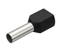 WEBMATEL 100 Punteras Huecas Dobles Aislantes Negras para Cables Eléctricos 1,5mm² - Conectores Eléctricos de Crimpado