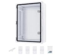 WEBMATEL Armario Estanco Exterior 500x400x175MM IP65 IK08 ABS con Puerta Transparente y Placa de Montaje Galvanizada Incluida
