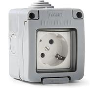 WEBMATEL Base de Enchufe Empotrable Serie Garden IP55 con Protección Infantil Resistente al Agua Color Gris