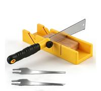 Weciau Juego de Caja de Ingletes, 4 Piezas, Caja de Ingletes con Sierra Japonesa para Madera, 3 Ángulos de Corte, Mango Ergonómico, Cortador Manual Para Carpintería, Bricolaje