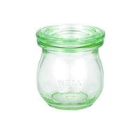 Weck 49854 - Juego de tarros de cristal con forma de tulipán, 75 ml, 12 anillos de conservas de 89 x 52 mm, 24 grapas, 2 tapas de 40 mm, para guardar suministros, color rojo