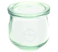 Weck 58309 - Juego de 6 vasos con forma de tulipán (370 ml, incluye pinzas y gomas, tapa de 80 mm de diámetro, para conservas, postres, mermeladas)
