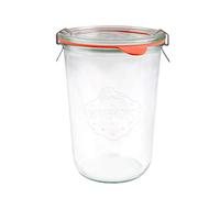 WECK 743 Tarro de almacenamiento con boca ancha de 850 ml, incluye tapa de cristal, sello y abrazaderas para masa agria, conserva, conserva, yogur, kimchi, mermelada.
