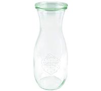 Weck 766 - Botella de zumo (1 L, 6 unidades, con tapa de cristal, pinzas y anillo de goma)