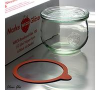 Weck RR100 - Set of 6 glass jars (500 ml, with airtight lid) for kitchen storage, perfect as sealed containers for spices and other food items.