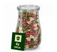 Weck Tarros de tulipán, 2500 ml, 4 unidades, tarro con tapa, para conservación, zumos, almacenamiento hermético de ingredientes secos
