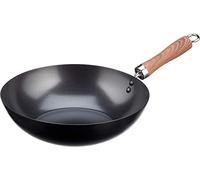 WECOOK! Carbono Wok Inducción 24 cm, Antiadherente QUANTANIUM Ecológico 3 Capas sin PFOA, Acero al Carbono, Mango Imitación Madera, Apta Todas las Cocinas Vitrocerámica, Gas