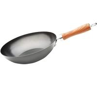 WECOOK! Carbono Wok Inducción 32 cm, Antiadherente QUANTANIUM 3 Capas sin PFOA, Acero al Carbono, Mango Imitación Madera, Apta Todas las Cocinas Vitrocerámica, Gas