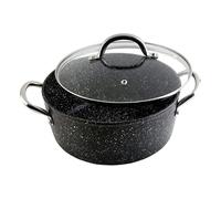 WECOOK! - Cacerola Alta Antiadherente de Granito 24cm | Cocina Saludable Libre de PFOA nergética con Full Induction | Versátil para Todo Tipo de Cocinas, Negro Moteado, Aluminio